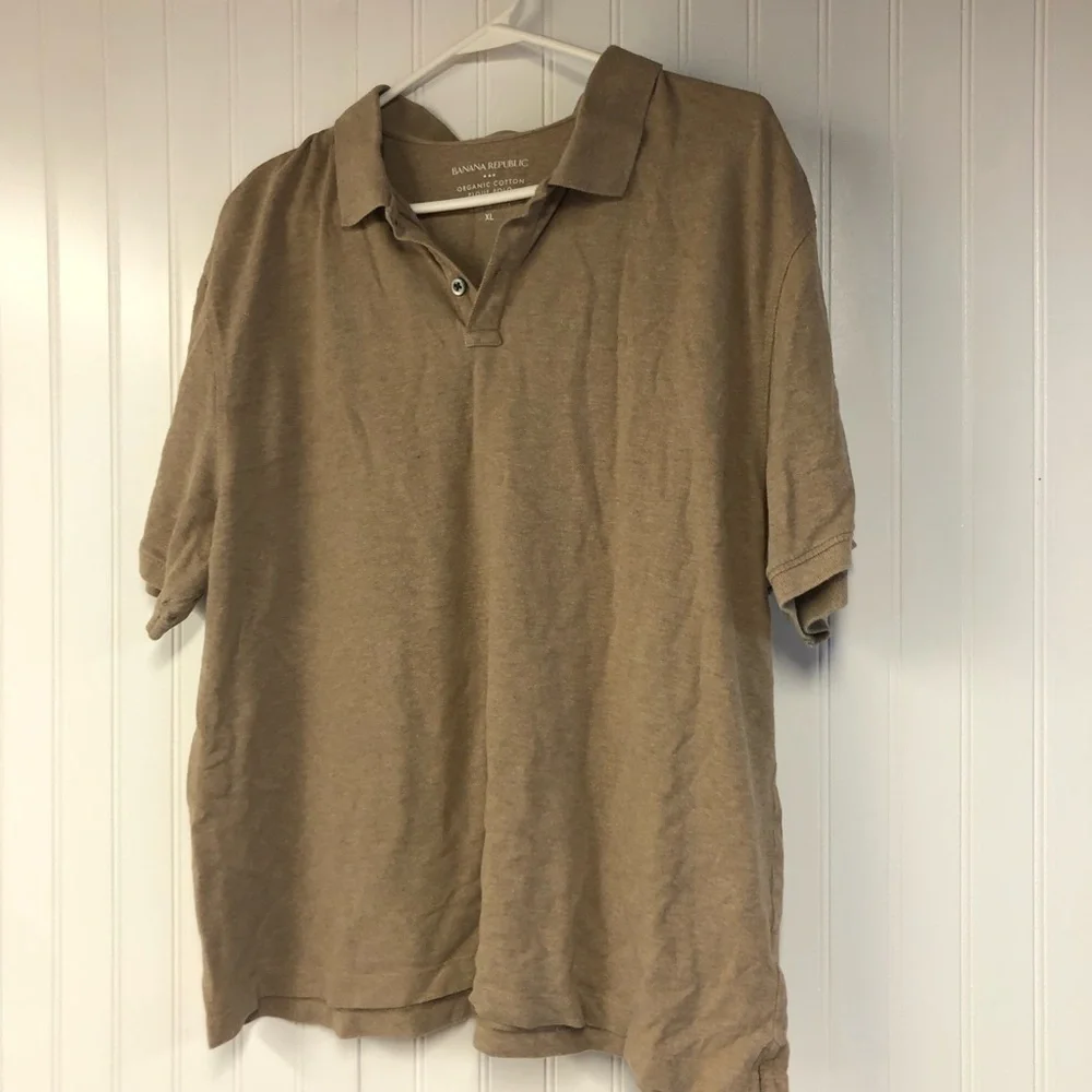 Banana Republic Men's Tan Polo Short Sleeve Shirt Organic Cotton XL